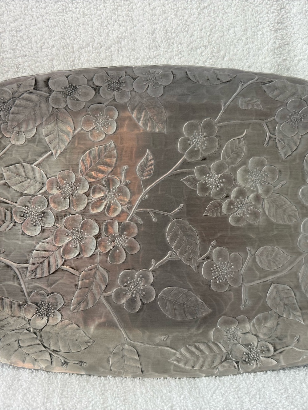Wendell August Forge Embossed Floral Metal Serving Tray - Picture 4 of 7